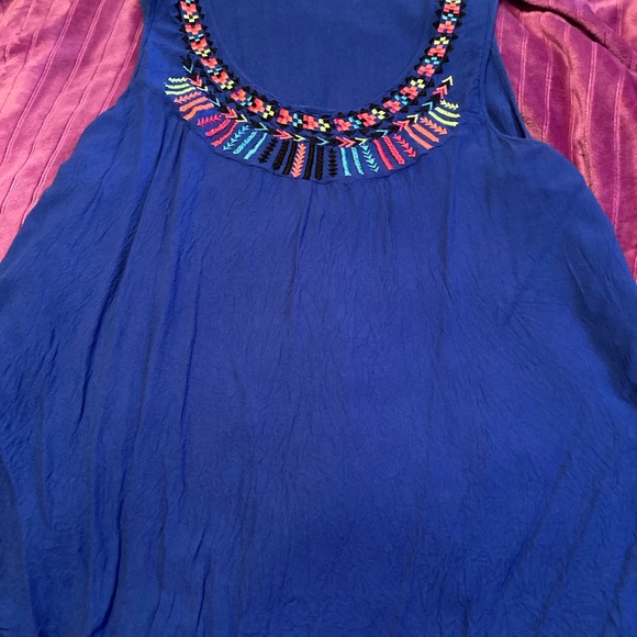 Tops - Embroidered Blue Women's Top